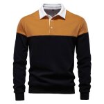 Pull homme manches longues regular fit pour printemps et automne couleur contraste tissu confortable ...