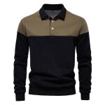 Pull homme manches longues regular fit pour printemps et automne couleur contraste tissu confortable ...