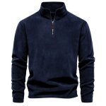 Pull homme polaire chaud col  fermeture clair manches longues casual pullover automne hiver couleur ...