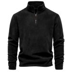 Pull homme polaire chaud col  fermeture clair manches longues casual pullover automne hiver couleur ...