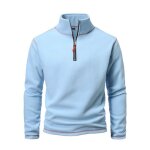 Pull homme polaire col montant avec fermeture clair automne hiver pullover chaud couleur contraste - ...