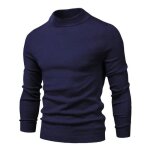 Pull homme en tricot col montant slim fit casual sweat - shirt homme couleur unie chaude autumn et hiver ...