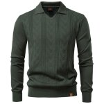 Pull homme en tricot jacquard col v manches longues regular fit chaud couleur unie automne hiver - taille ...