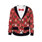 Pull de nol imprim homme femme - manches longues - col arrondi - chaud automne hiver - rouge sd07801 ...