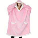 Pull plaid  capuche rose doux et confortable hommes femmes tu