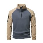 Pull polaire homme col À fermeture Éclair automne hiver chaud pullover col montant couleur contraste ... Pull polaire homme col À fermeture Éclair automne hiver chaud pullover col montant couleur contraste ...