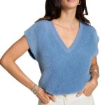 Pull sans manche bleu clair femme morgan