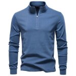 Pull zipp 1 / 4 homme chaud automne hiver casual pullover polaire col montant couleur unie confortable ...