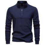 Pull zipp 1 / 4 homme chaud automne hiver casual pullover polaire col montant couleur unie confortable ...