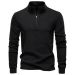 Pull zipp� 1 / 4 homme chaud automne hiver casual pullover polaire col montant couleur unie confortable ...