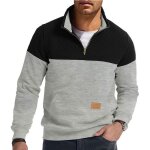 Pull zipp� homme col montant epais regular fit pullover manches longues avec poche kangourou automne ...
