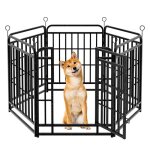 Puluomis parc enclos pour chiens en mtal parc  chiot 6 panneaux pliable chenil extrieur 68 x 80 cm ...