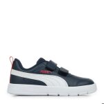 Baskets bb - puma - courtflex v3 v inf - navy white red - fermeture  scratch - tige synthtique