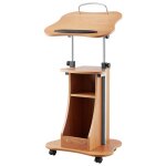 Pupitre de confrence 110 cm - duoku - podium en bois - lutrin pour prsentation avec roulettes verrouillables ...