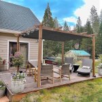 Pergola aluminium cadre teck purple leaf 4 x 3 m gris toit coulissant ext�rieur avec toit inclin� protecteur ...