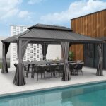 Gazebo de jardin ext�rieur 545 x 365 m aluminium tonnelle pavillon toit acier galvanis� gris purple leaf ...
