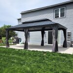 Gazebo purple leaf de jardin extrieur 6 x 365 m aluminium tonnelle pavillon toit acier galvanis gris ...