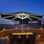 Purple leaf parasol dport 3. 3 x 3. 3 m parasol jardin extrieur clairage solaire led rglable angles ...