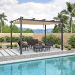 Purple leaf pergola aluminium 3. 35 x 4m tissu teint en fil pergola pour terrasse extrieur toit coulissante ...