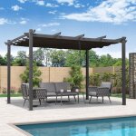Purple leaf pergola aluminium 3. 65 x 4. 85 m tissu teint en fil pergola pour terrasse extrieur toit ...