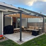 Pergola aluminium 3x4 m toit coulissant tonnelle ext�rieure terrasse jardin cadre gris beige ? purple ...