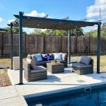 Pergola aluminium purple leaf 4 x 3 m gris toit coulissant extrieur avec toit inclin protecteur
