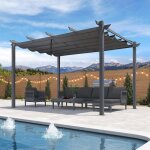 Purple leaf pergola aluminium 3 x 4 m tissu teint en fil pergola pour terrasse extrieur toit gris fonc ...