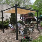 Pergola aluminium 3x3 m toit coulissant tonnelle ext�rieure terrasse jardin cadre gris beige ? purple ...