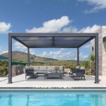 Purple leaf pergola bioclimatique 3 x 4. 25 m en aluminium lames orientables pour jardin ou terrasse ...