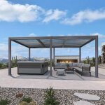 Purple leaf pergola bioclimatique 3. 3 x 5. 5 m en aluminium lames orientables pour jardin ou terrasse ...