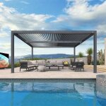 Purple leaf pergola bioclimatique 4. 8×368 m en aluminium lames orientables pour jardin ou terrasse gris ... Purple leaf pergola bioclimatique 4. 8×368 m en aluminium lames orientables pour jardin ou terrasse gris ...