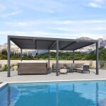 Purple leaf pergola bioclimatique 6368 m en aluminium lames orientables pour jardin ou terrasse gris ...