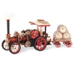 Puzzle 3d bois pour adultes - robotime machine  vapeur tracteur locomotive kit modle lectrique montage ...