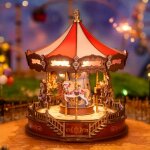 Puzzle 3d en bois  construire - robotime carrousel classique diy