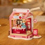 Puzzle 3d en bois � construire - robotime fraise lait bo�te boutique diy maison miniature kit