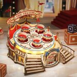 Puzzle 3d en bois � construire - robotime tilt - a - whirl diy bo�te � musique diy