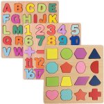 Puzzle bois bebe puzzles en bois enfant 3 pices puzzle bb - chiffres alphabet graphiques de 3 + ans ...