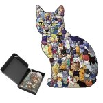 Puzzle en bois cr�atif en forme de chat 274 x 207 cm puzzle animalier puzzle en bois irr�gulier cadeau ...