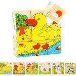 Puzzle en bois - non spcifi - 6 en 1 - animaux - 9 pices - mixte - 3d