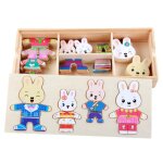 Puzzle en bois pour enfants jouet pour enfants dessin animé lapin vêtements changeants Puzzle en bois pour enfants jouet pour enfants dessin animé lapin vêtements changeants