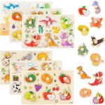 Puzzle en bois enfant avec poigne 6 pices apprentissage prcoce puzzles encastrement montessori bebe ...