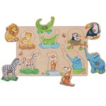 Puzzle en bois - goki - puzzle � encastrements maman et son petit - 6 pi�ces - 12 mois � 3 ans - beige ...