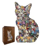 Puzzle chat en bois puzzle chat en bois color avec tirelire jouet en bois amusant - puzzle chat irrgulier ...
