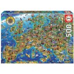 Puzzle - educa - la folle carte deurope - 500 pices - thme voyage et cartes