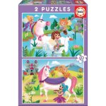 Puzzle fantastique - educa - licornes et fes - 2x20 pices - pour enfant
