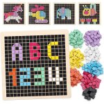 Puzzle mosa�que en bois370pcs blocs de motif de forme avec 8 couleurs jeu de soci�t� pixel stem montessori ...