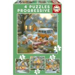Puzzles progressifs - educa - la ville des lapins - 4 puzzles - 12 à 25 pièces - pour enfants Puzzles progressifs - educa - la ville des lapins - 4 puzzles - 12 à 25 pièces - pour enfants