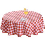 Pvc nappe exterieur impermeable jardin nappe vichy carreaux rouge et blanc ronde toile cire 213cm anti ...