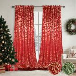 Qelus 2 panneaux de rideaux en velours  isolation thermique doux occultants avec feuille dor pour nol ...