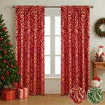 Qelus 2 panneaux de rideaux en velours  isolation thermique doux occultants avec feuille dor pour nol ...